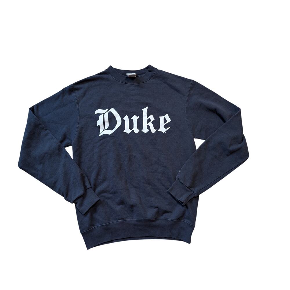 Champion Men's Duke Blue Devils Spellout Crewneck Sweatshirt Charcoal Black S